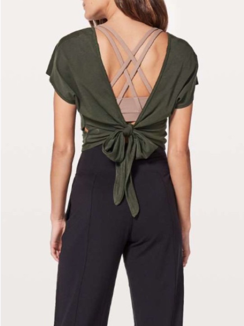 It’s A Tie Tee, size XS/S, dark olive color - Picture 1 of 5